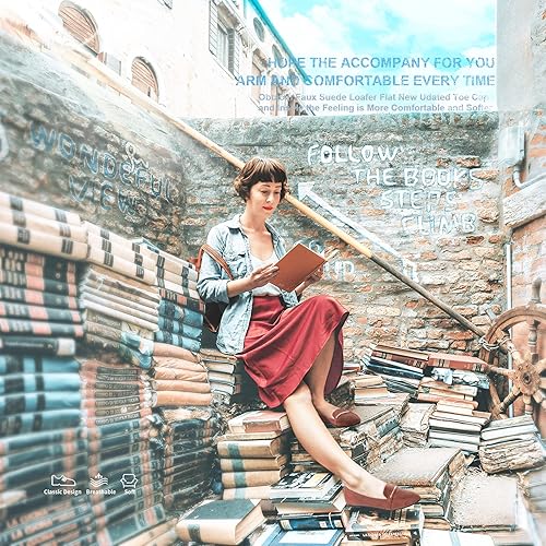 Miniatura 5 de Obtaom Mocasines Planos de Punta Puntiaguda para Mujer, Cómodos de Gamuza Sintética, Zapatos de Trabajo, Bonitos Mocasines Penny sin Cordones Estilo