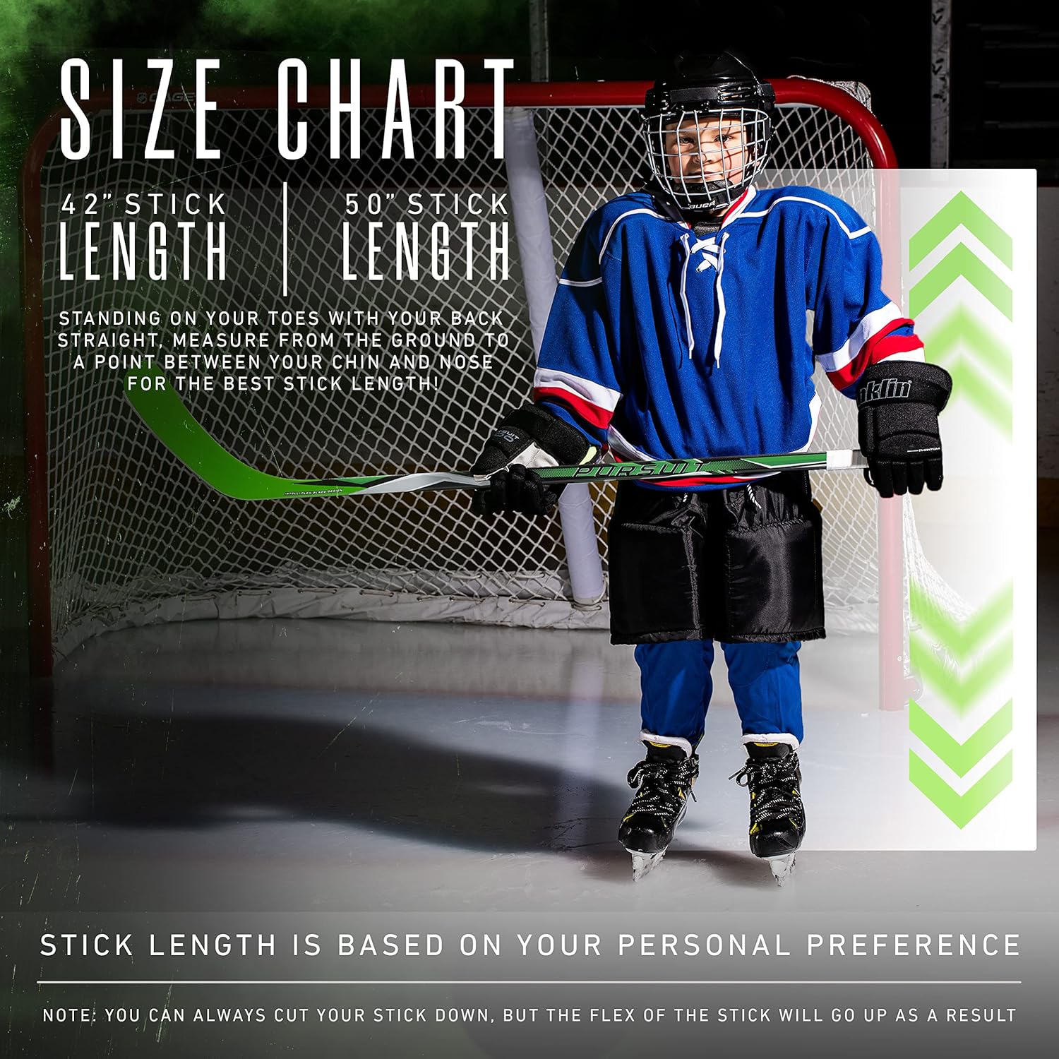 Franklin Sports Kids Ice Hockey Sticks - Ripper Junior + Youth Composite Hockey Sticks - Righty + Lefty 50-Flex Ice Hockey Sticks - Textured Grip - 55" Inch + 42" Inch Youth Hockey Sticks