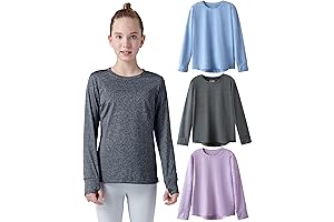 Girls Long Sleeve Shirts Size 14-16: Performance Athletic Tops with Thumbholes