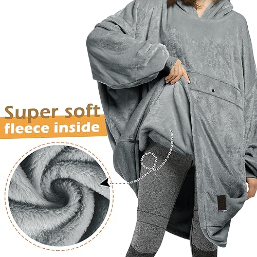 Miniatura 3 de Catalonia - Sudadera de gran tamaño con capucha tipo manta, tela polar y bolsillo frontal grande, para adultos, hombres y mujeres