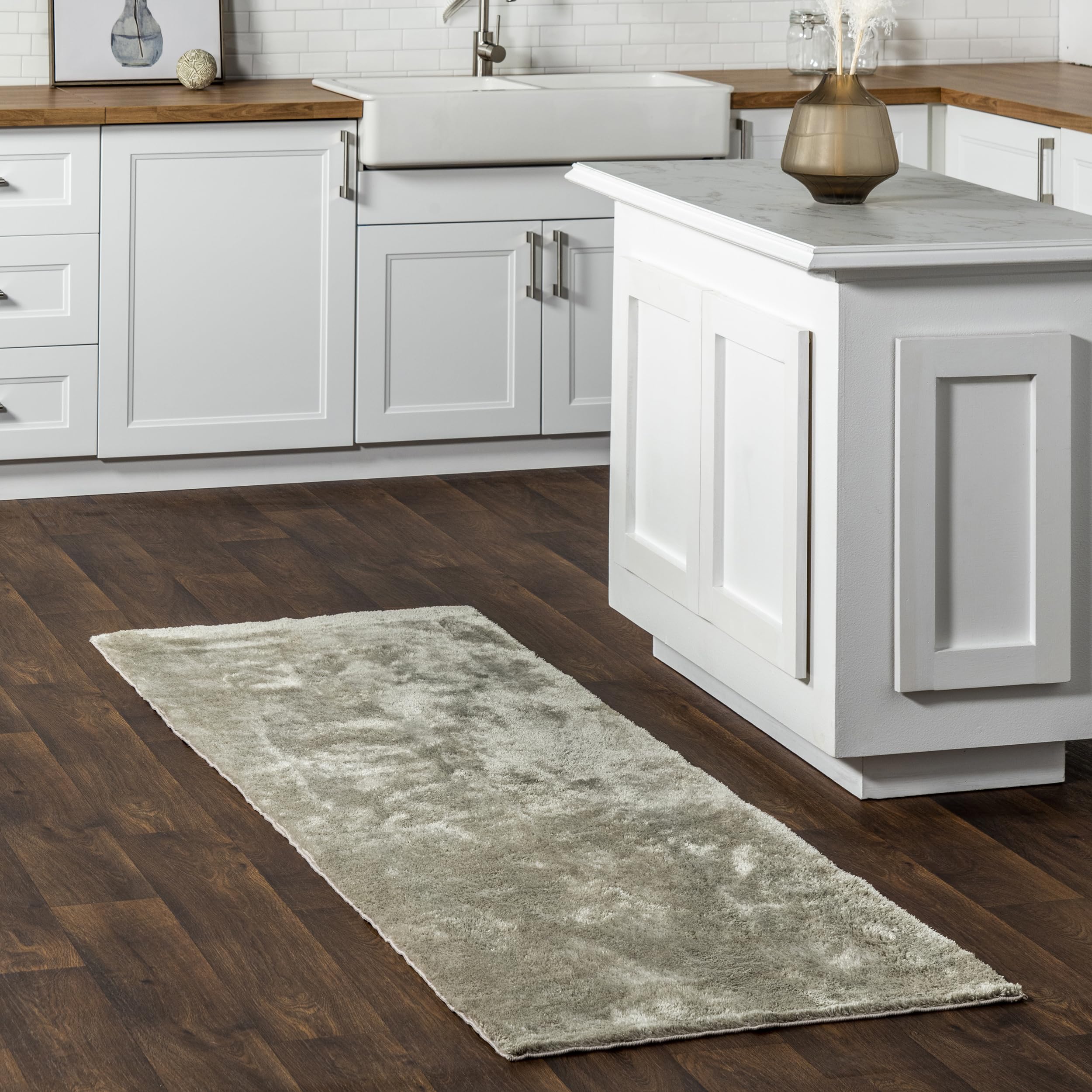 nuLOOM-Nuloom Loni Katı Makine Yıkanabilir SHAG Runner Halı, 2 '6 x 6', Bej