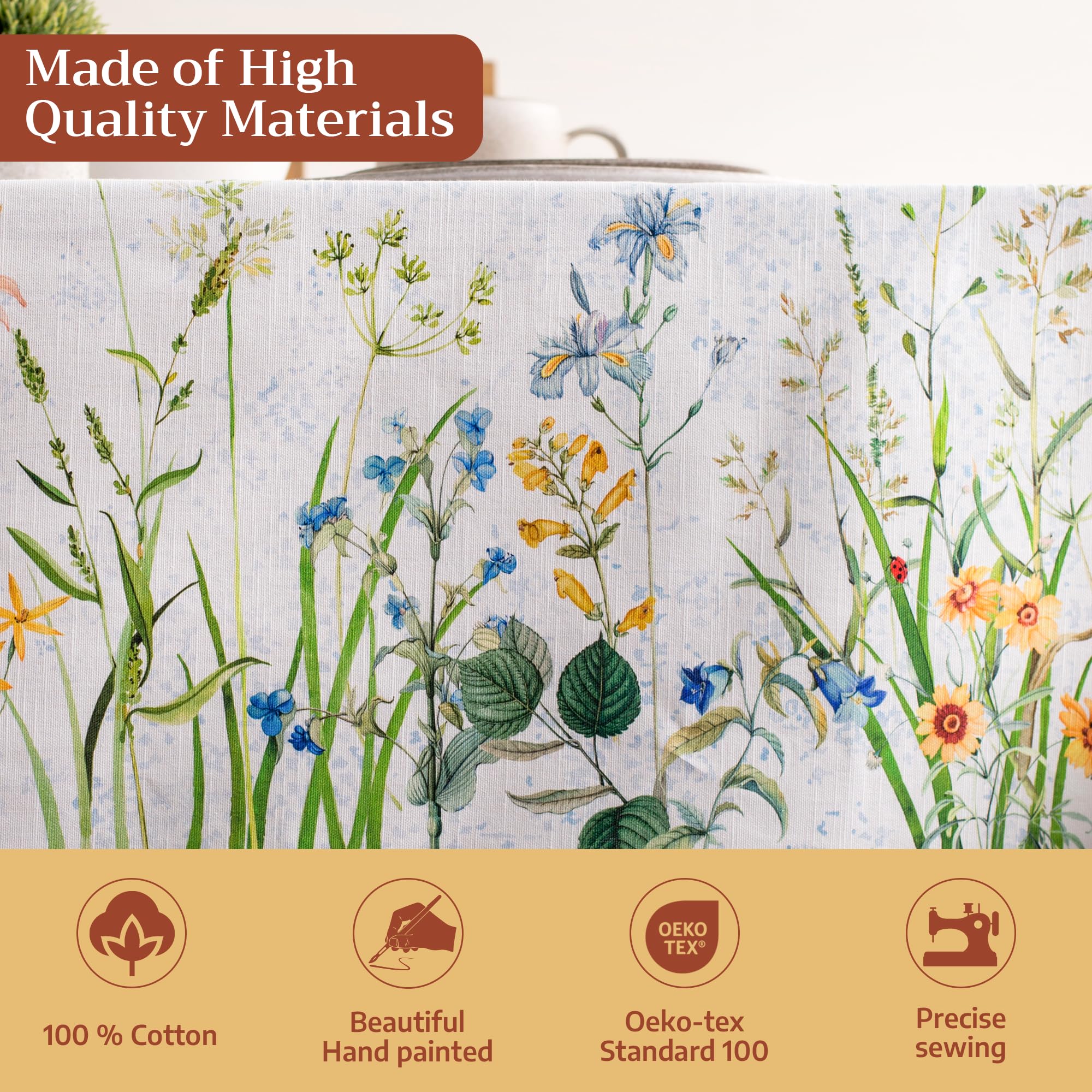 Maison d'Hermine Nappe rectangulaire réutilisable 100 % coton - 152,4 x 304,8 cm