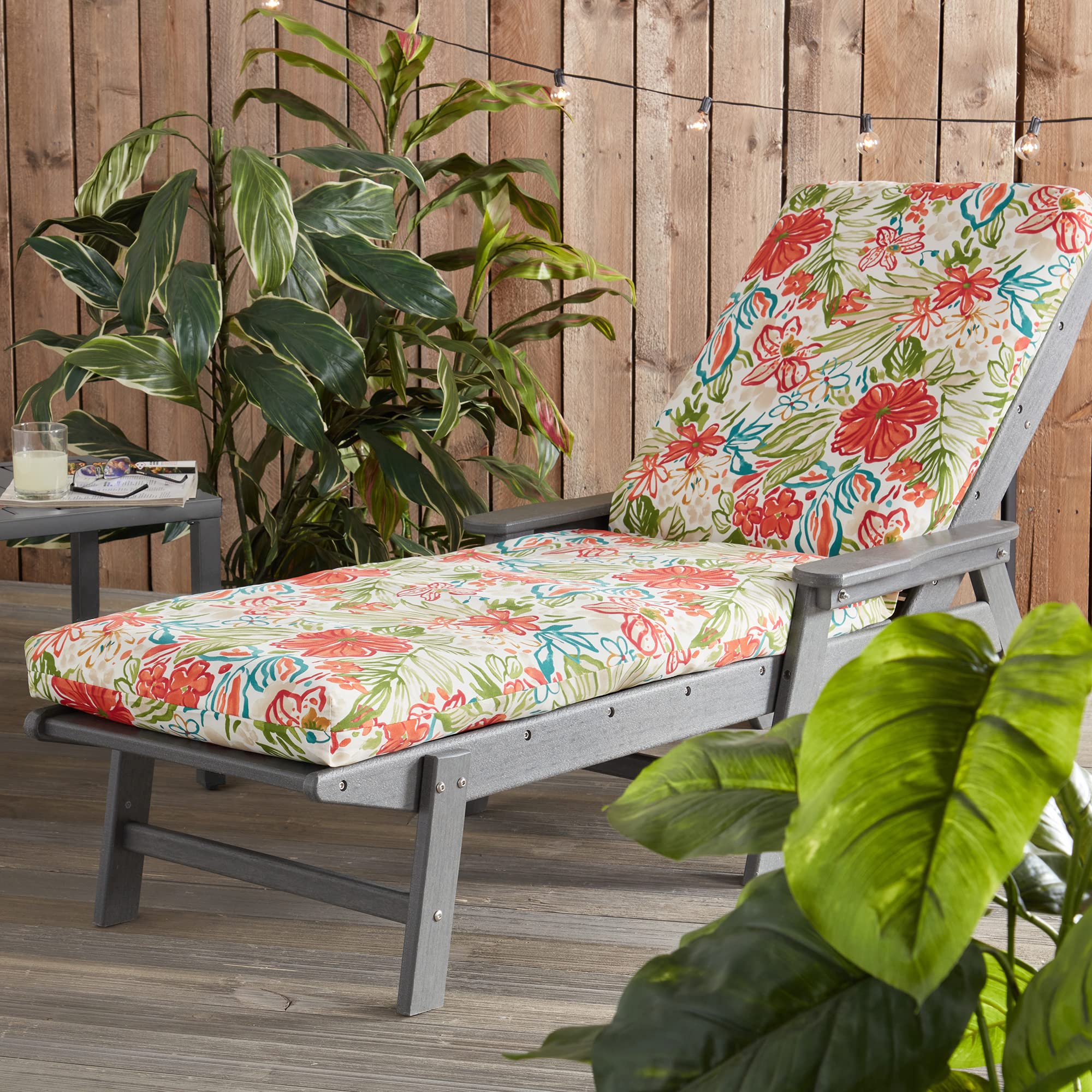 Greendale Home Fashions Outdoor Reversible Chaise Lounge Chair Cushion