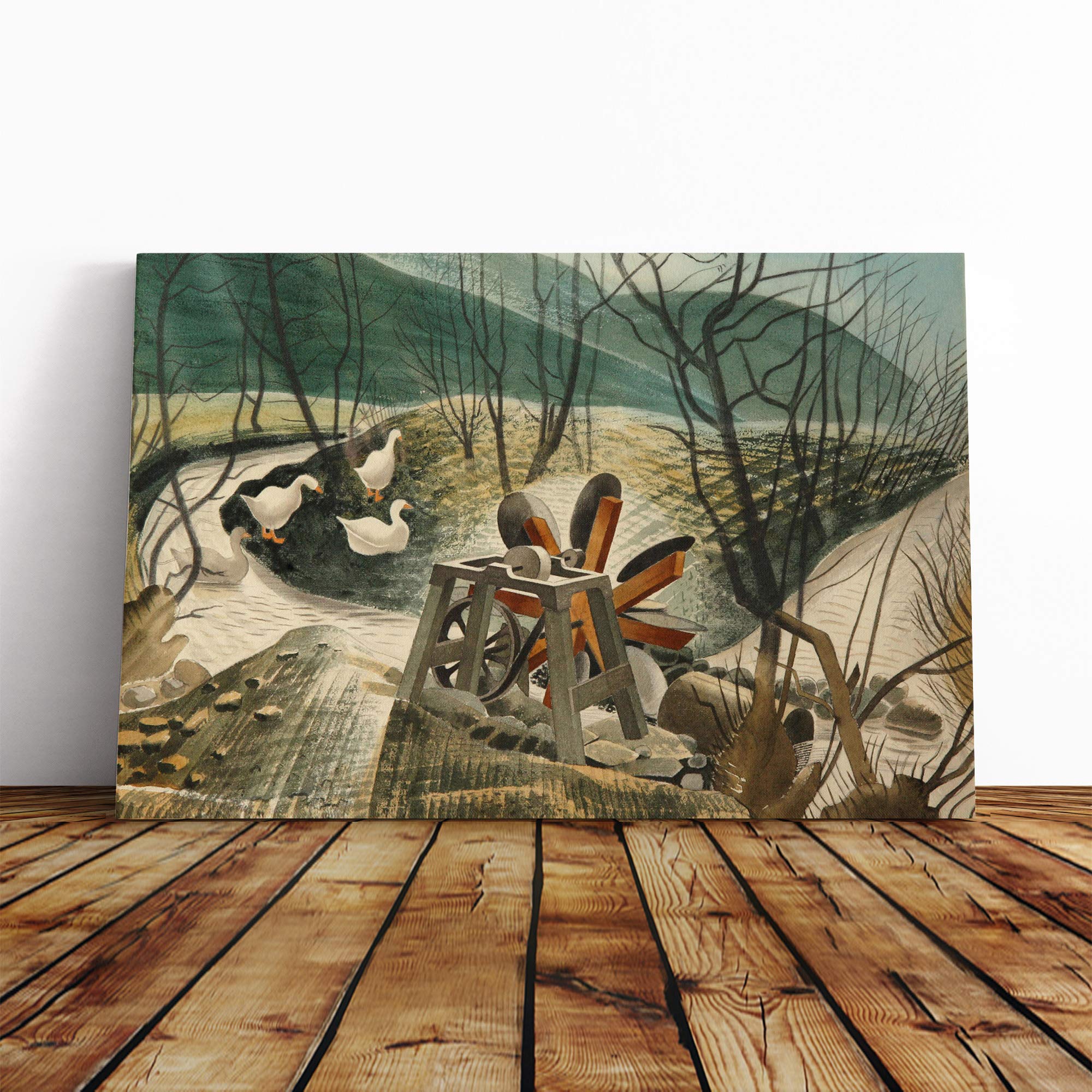 Eric Ravilious The Water Wheel Canvas Print | Gallery Wrapped 30mm Frame Wall Art | 24x16 inches | Ready to Hang | Modern Picture | Living Room Bedroom Lounge Office