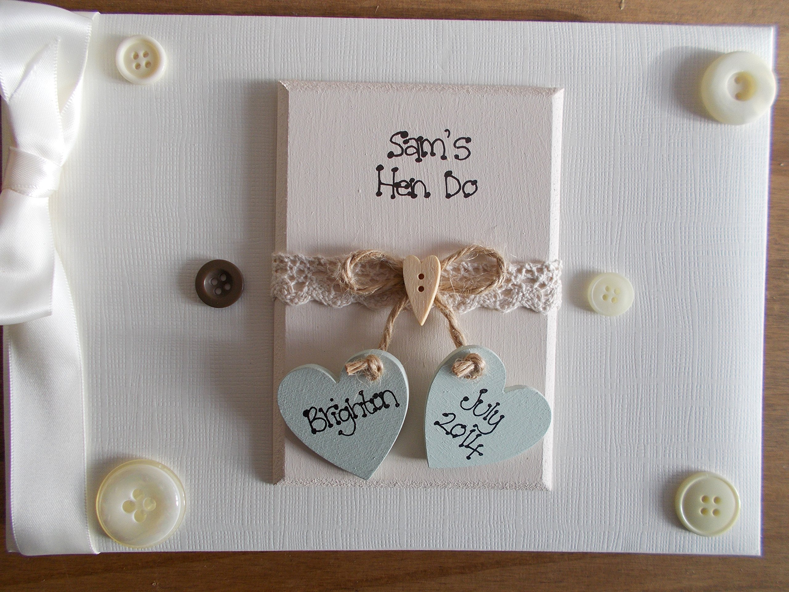 Becky Louise Designs Personalised Vintage Hen Do Photo Album/Guest Book/Memory Book with box