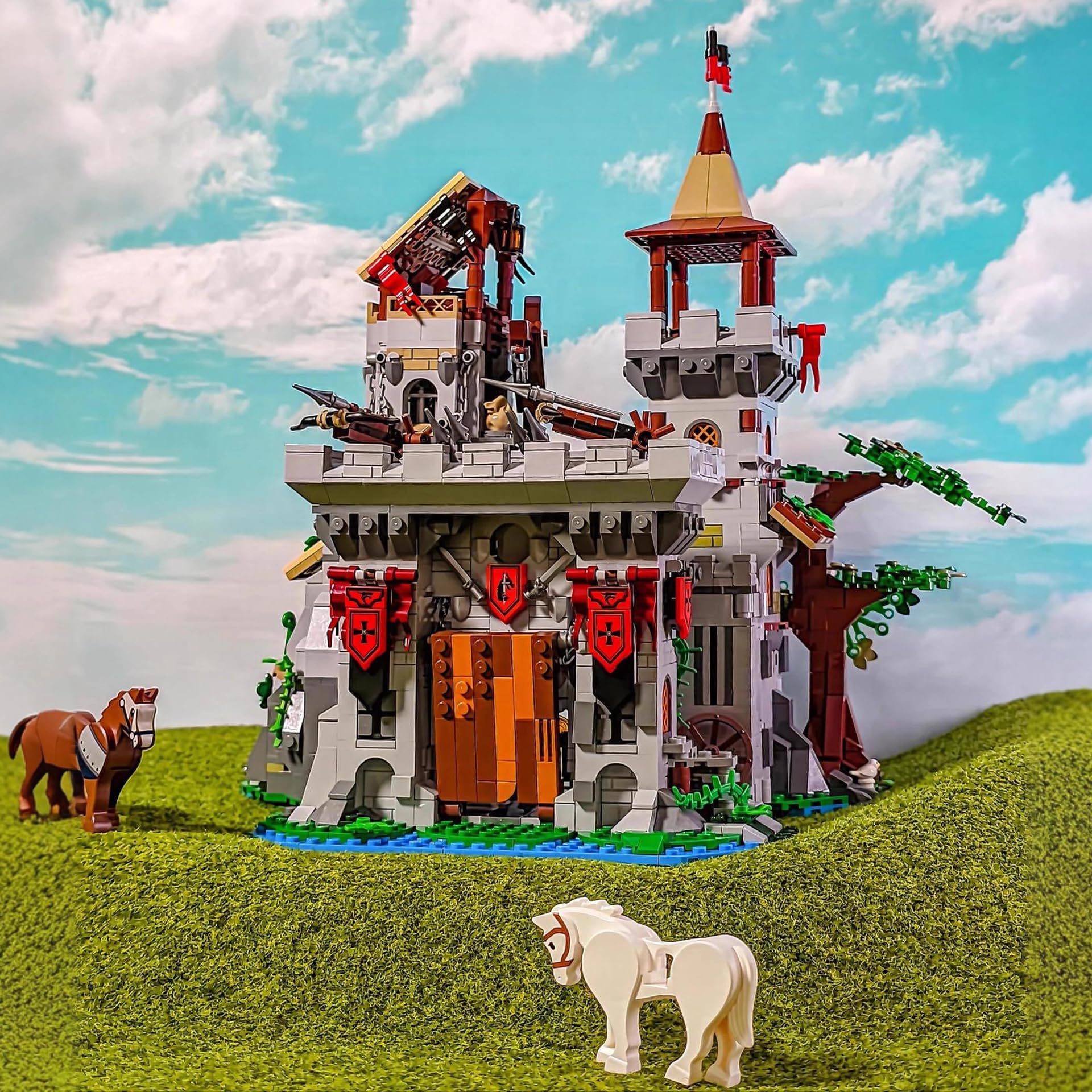 YILETKC Heilige Ritterburg Bausteine Bausatz, 2568 Teile Schloss Klemmbausteine Bauklötze Modellbausätze, MOC Bausteine Architektur Spielzeug Modell Set, Geschenk für Teenager und Erwachsene