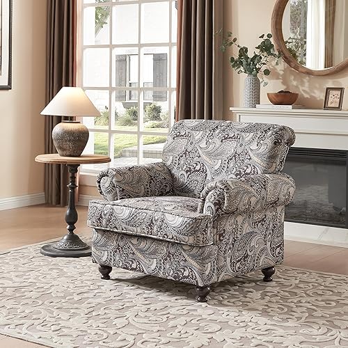 Miniatura 11 de Juego de sala de estar de 3 piezas, moderno sofá de felpilla de granja y sofá biplaza con ribete de cabeza de clavo, silla decorativa floral, 9