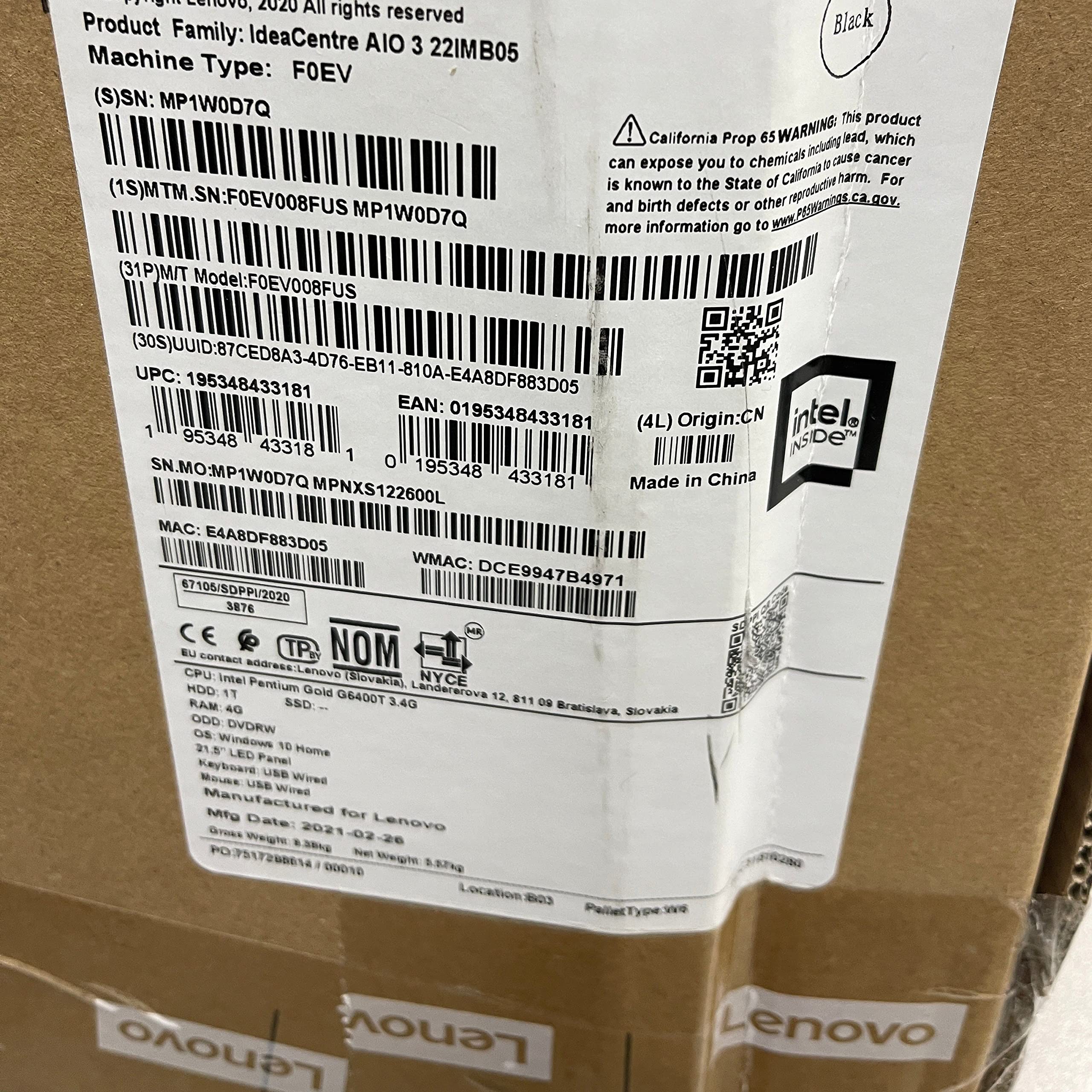 Amazon.com: Lenovo IdeaCentre 3 22IMB05 F0EV008FUS All-in-One