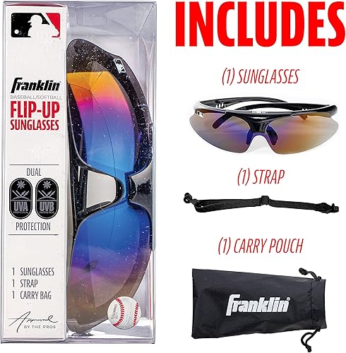 Miniatura 2 de Franklin Sports Baseball  Softball Sunglasses - Mens  Womens Sports Sunglasses - Flip Up Shades  Non Flip Glasses