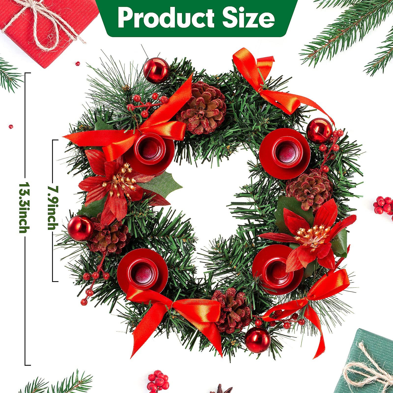 Adventskranz Mit 4 Kerzenhaltern – Etwa 30 Cm Dur Produktbild-Vorschau 9