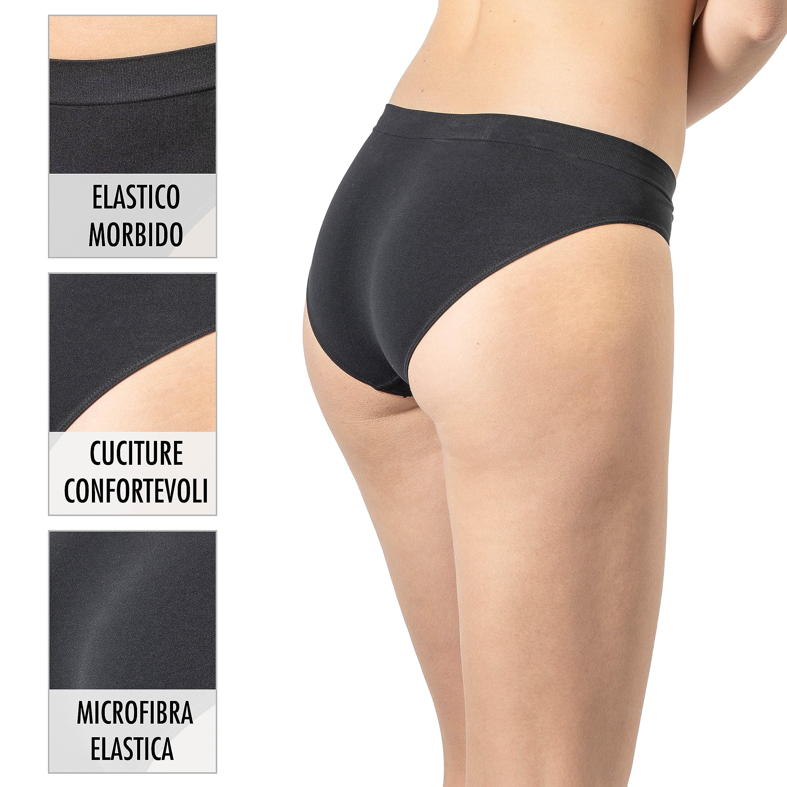 Risalti Mutande Donna Classiche Microfibra 3 pz - Intimo Donna, Slip Donna Senza Cuciture, più Morbide delle Mutande Donna Cotone, Women Underwear- Made in Italy