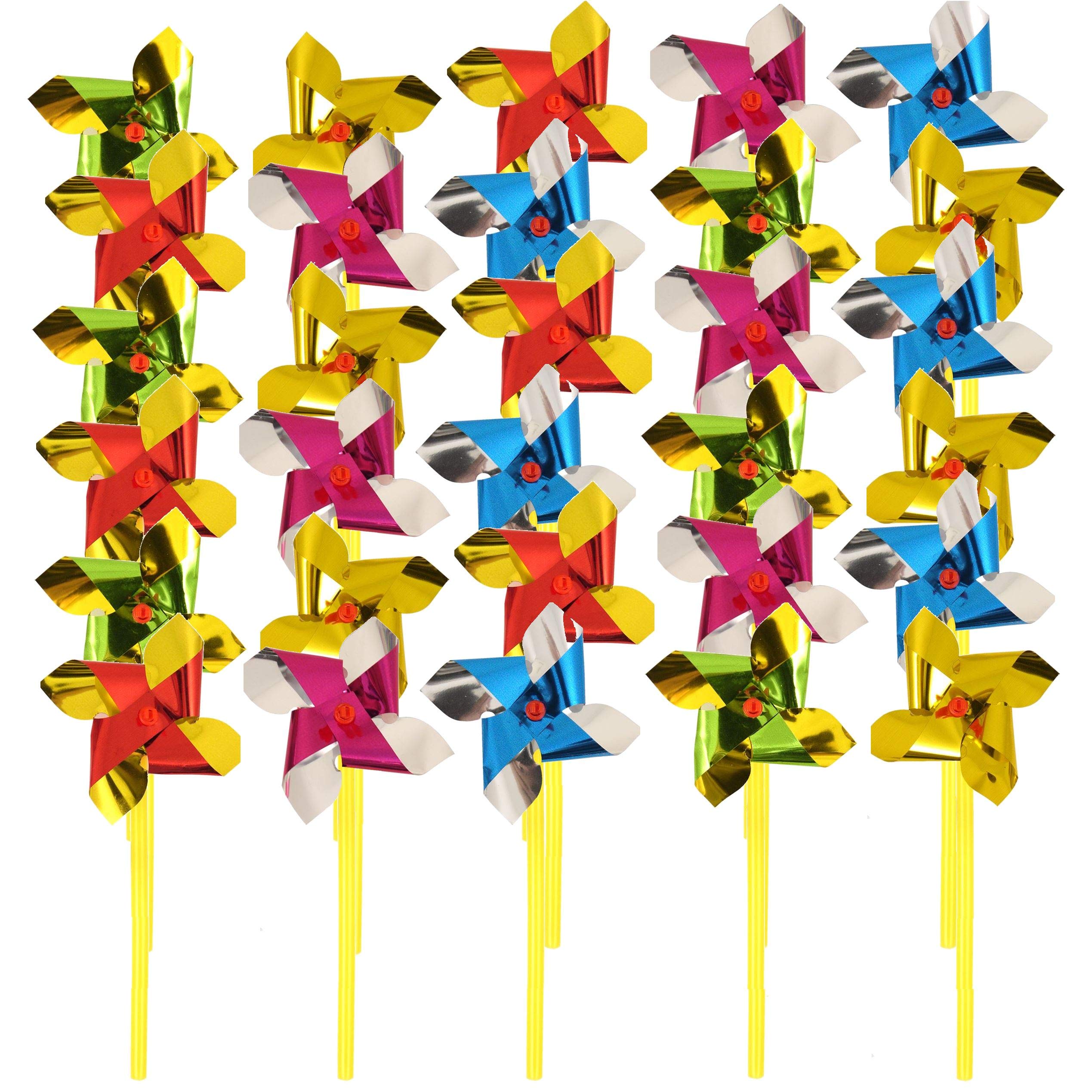 Henbrandt Multicolored Mini Foil Windmills On Stick 7Cm Assorted Colours (Pack Of 30)