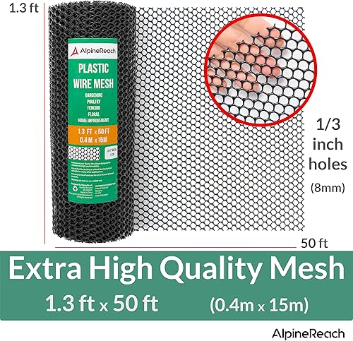 Miniatura 9 de AlpineReach Rollo de malla de alambre de plástico de 1.3 x 10 pies (15.7 x 120 pulgadas), ideal para aves de corral, perros, barrera de conejo y