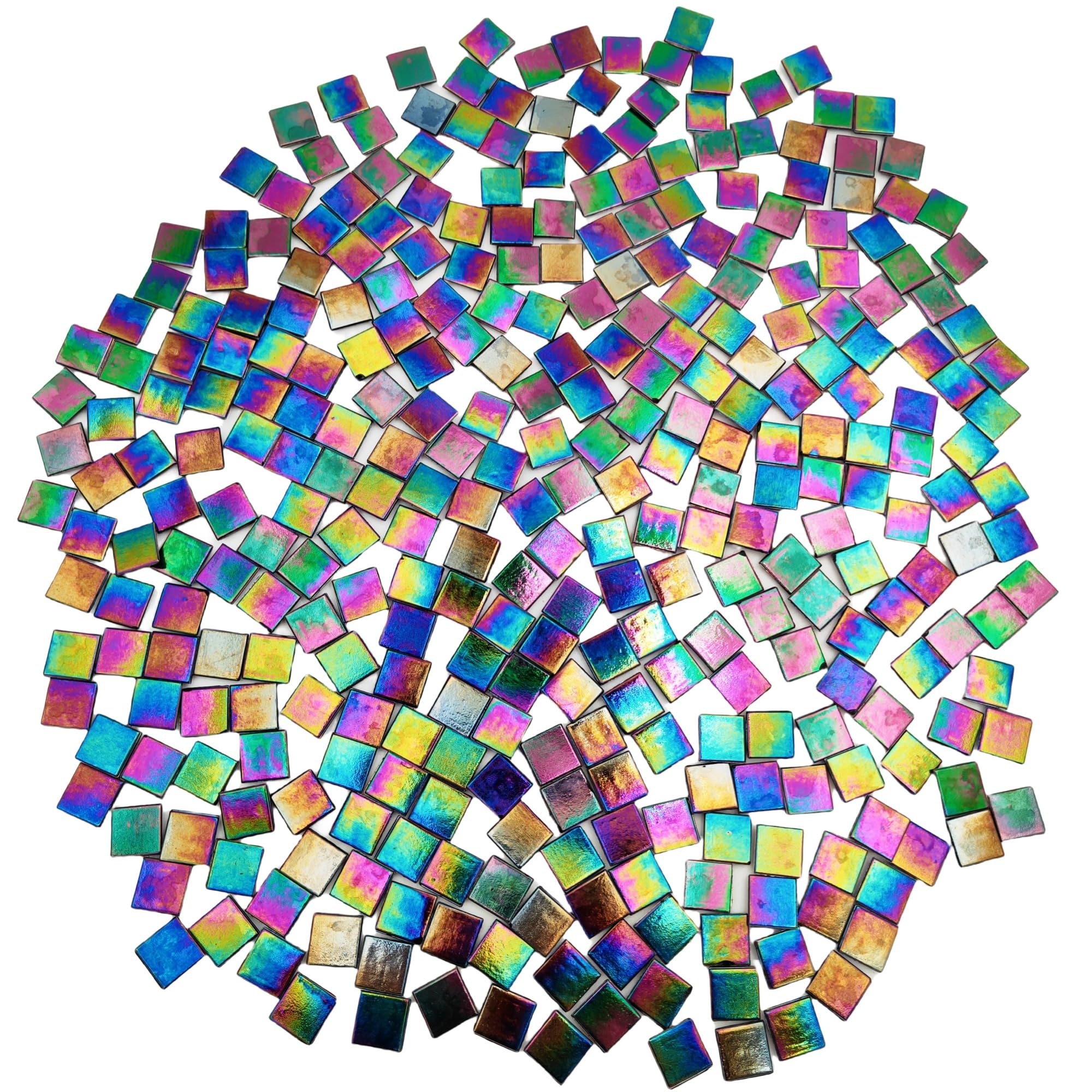 Esweny 1.1lb Square Crystal Mosaic Tiles, Iridescent Mosaic Glass Tiles For Crafts, Mosaic Pieces DIY Hobbies Children Handmade Jewelry Art Decoration Gifts,525 Pieces (Cyan - View #3