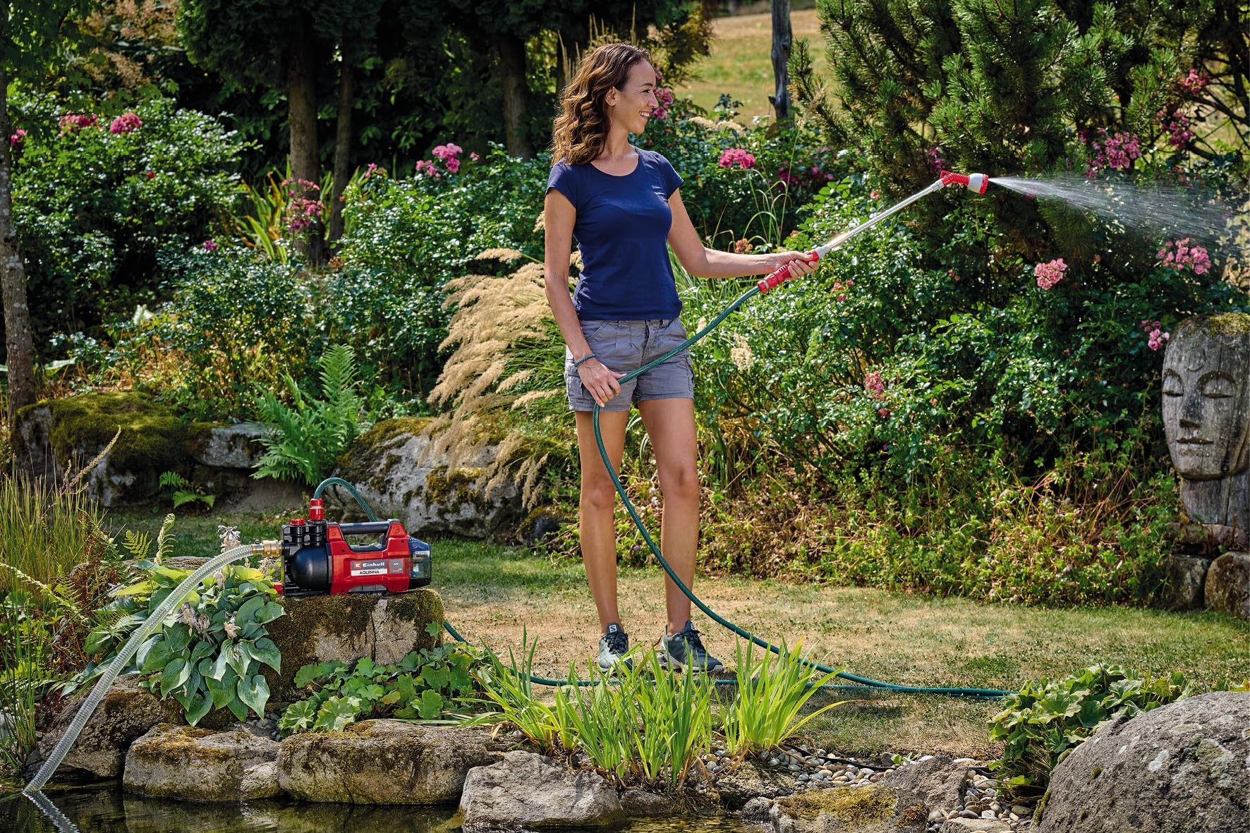 Einhell Pompa da giardino a batteria AQUINNA 18/28 Power X-Change (18 V, max. 2800 l/h, portata max. 25 m, modalità ECO/boost, protezione antigelo, protezione da sovraccarico, senza batteria)