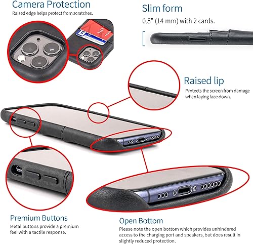 Miniatura 4 de Dockem Funda tipo cartera para iPhone 11 Placa de metal integrada para montaje magnético y 2 ranuras para tarjetas de crédito (padres)