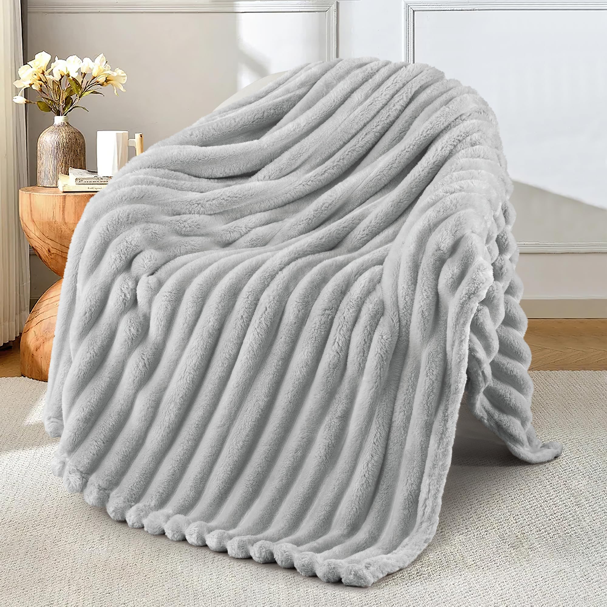 Exclusivo Mezcla Gris Claro Manta Sofá - Manta Franela para Cama, Manta Polar, Doble Cara Suave, Fácil Cuidado y Ultra Ligera, Todas Estaciones, 130x150 CM OEKO-TEX STANDARD 100
