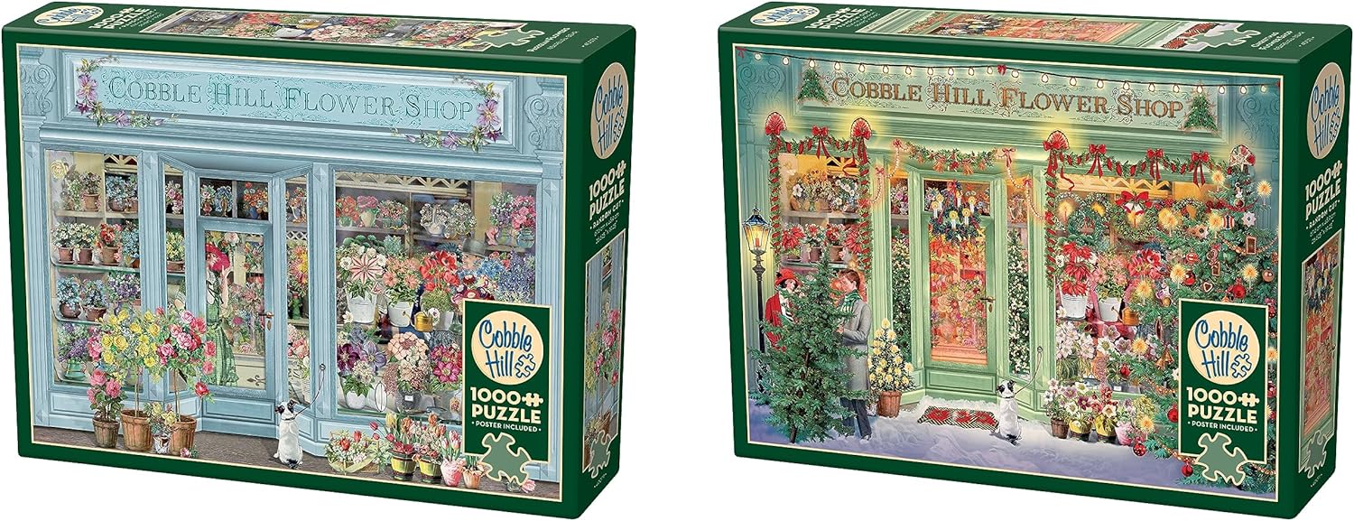 Cobble Hill 1000 Piece Puzzle - Parisian and Christmas Flower Shop Collection