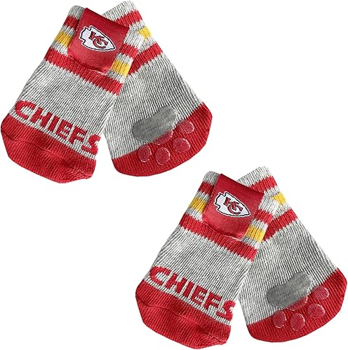 NFL Kansas City Chiefs - Calcetines antideslizantes para perro con parte superior elástica acanalada, talla ML. Calcetines para interiores y