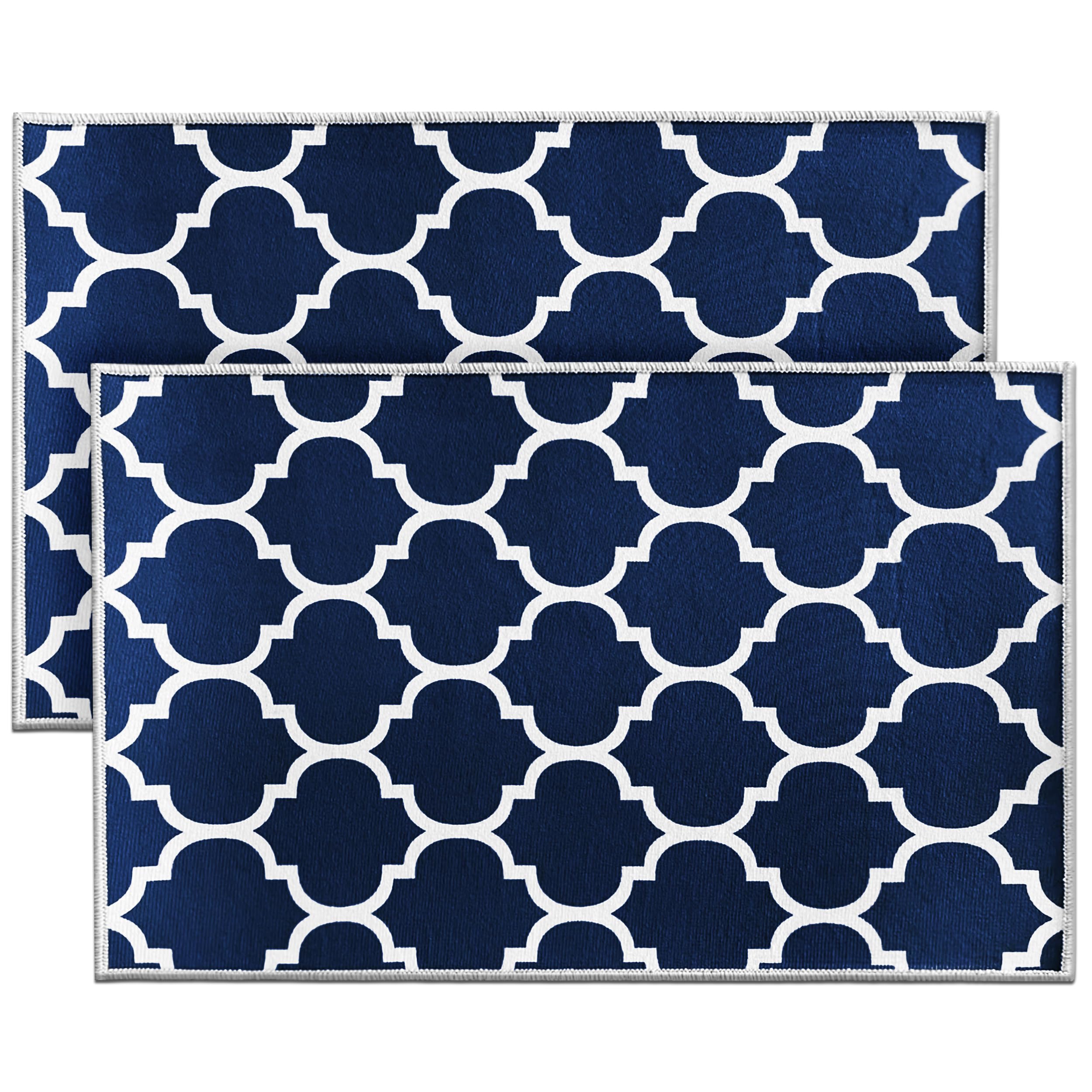 Hafaa Door mat 60x110 cm 2 Pack Indoor Outdoor Doormats Non Slip - Super Soft Heavy Duty Kitchen Floor Mat Dirt Trapper Entrance Mat, Ava Navy — image 1