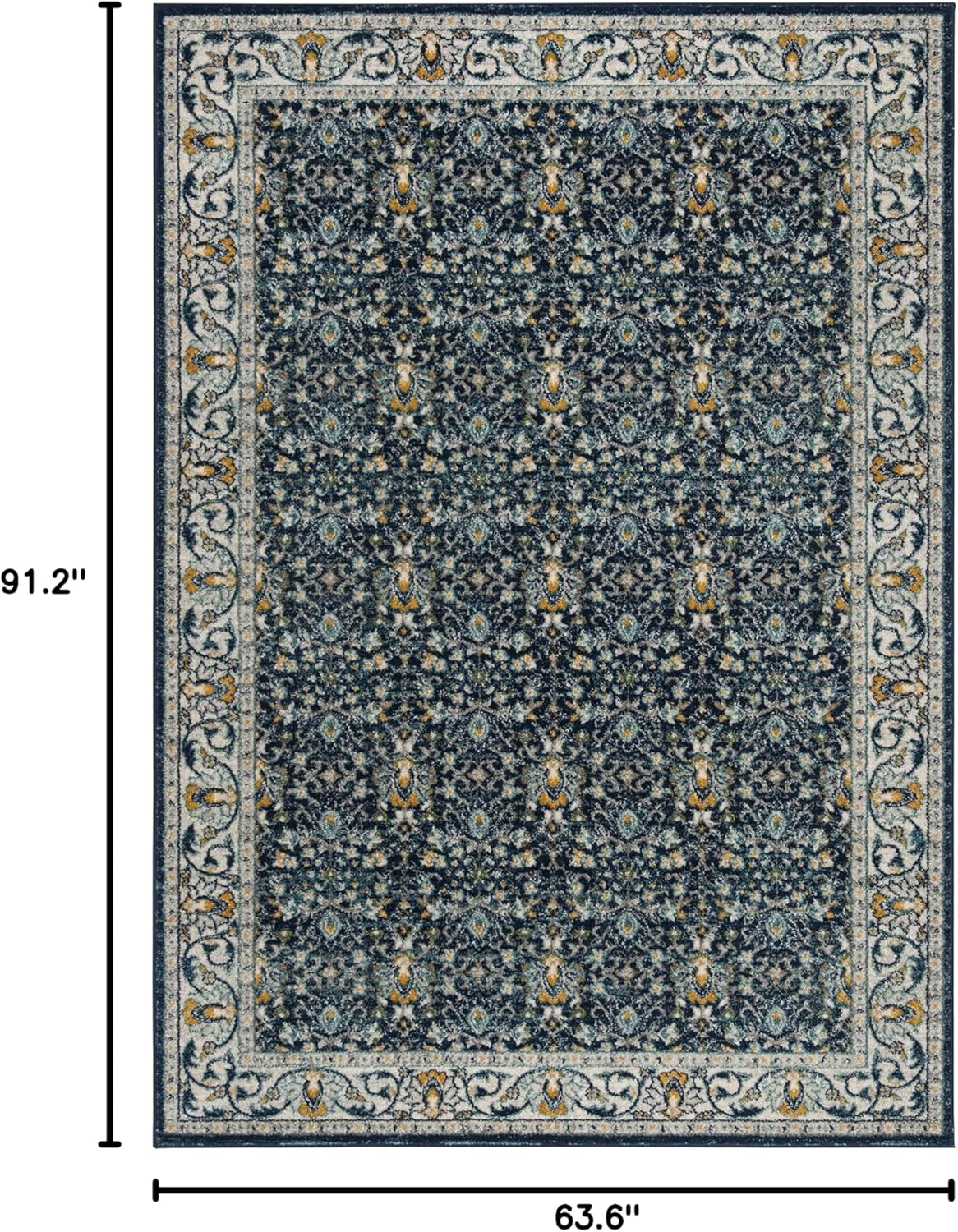 SAFAVIEH Madison Collection Area Rug - 5'3" x 7'6", Navy & Creme, Oriental Distressed Design, Non-Shedding & Easy Care, Ideal for High Traffic Areas in Living Room, Bedroom (MAD151D)