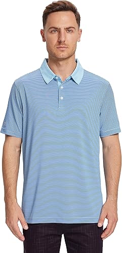 Miniatura 2 de Polo de golf para hombre, absorbe la humedad, ajuste seco, atlético, manga corta, a rayas, para hombre