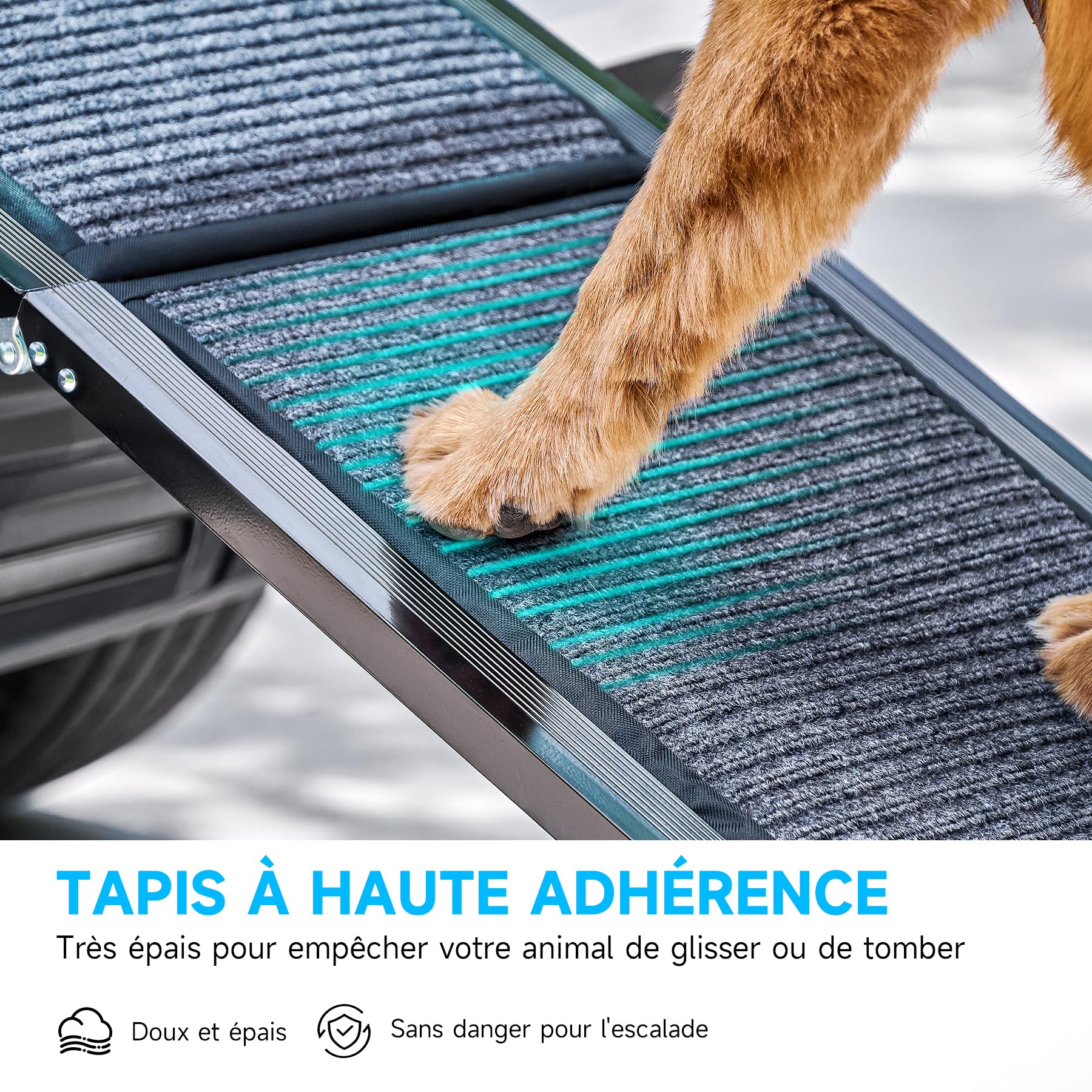 CO-Z 160×44 cm Rampe pour Chien Voiture Pliable Capacité 90 kg Surface Antidérapante Escalier Rampe D'accès Voiture pour Chiens Portable pour Animaux Grand Chien Chat Intérieure Extérieure