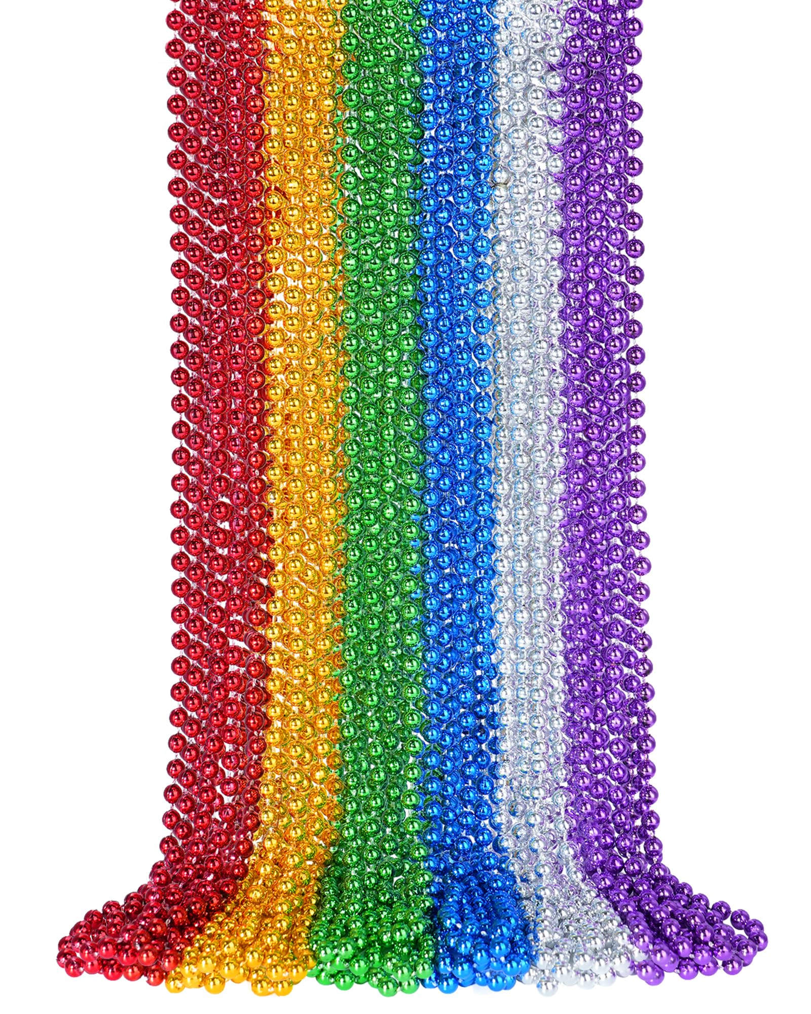 24 PCS Mardi Gras Beads Necklaces, 33 Inch 6 Colors Bead Necklaces Colorful Party Beads for Mardi Gras, St. Patrick's Day, Christmas, Carnival Party