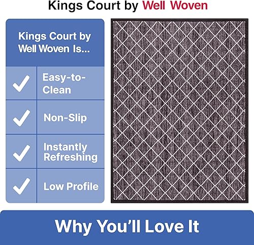 Miniatura 5 de Well Woven Kings Court - Alfombra de pasillo gris con parte trasera de goma antideslizante y enrejado de diamantes de 2 x 5 pulgadas, para pasillo,