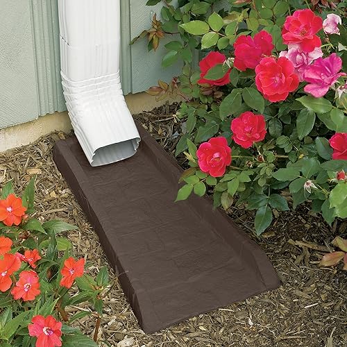 Miniatura 36 de Suncast Compuesto de poliéster fácil de usar, decorativo para exteriores, canaleta de lluvia Downspout, bloque de salpicaduras para desagües debajo
