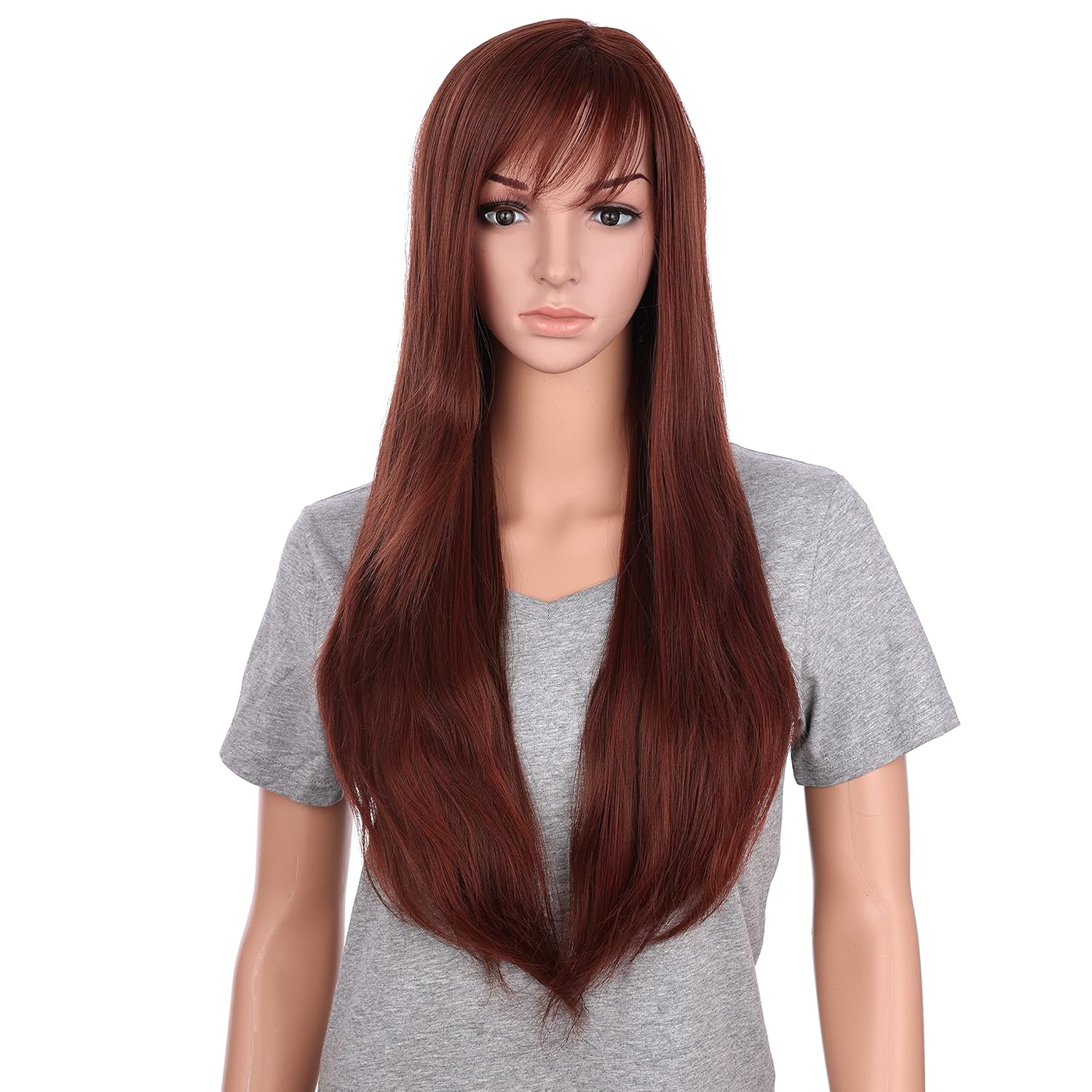 Onedor 30 Inches Long Straight Synthetic Hair Women Full Head Cosplay Wig with Bangs (RL33/35)