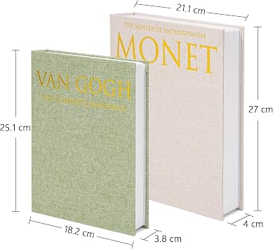 Decorative Book Storage Box Set of 2, Stylish Decorative Books, Linen Faux Book Storage Box for Bookshelf, Coffee Tables, Home Decor, GrassGreen