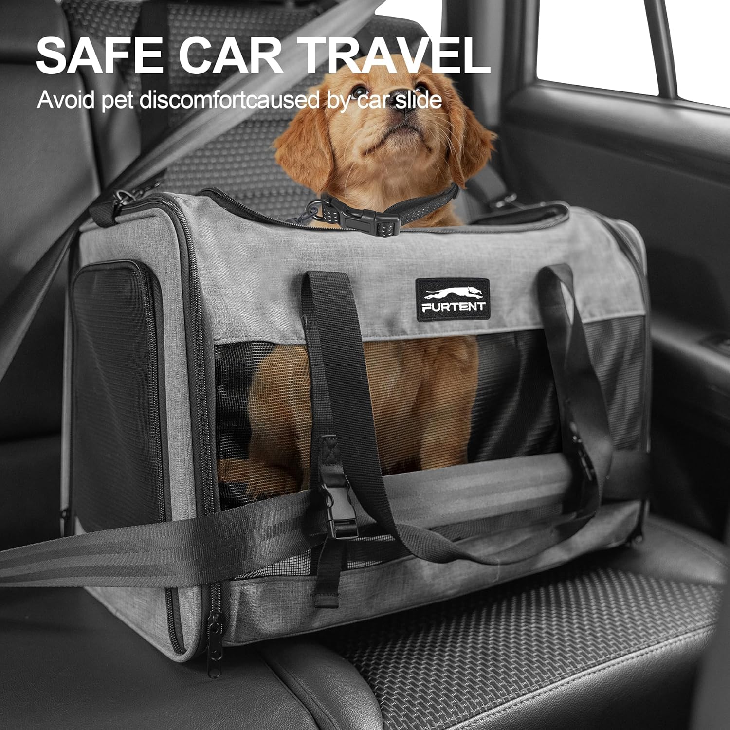 Soft Sided Cat Carrier for Large Cats, Pet Carrier for 2 Cats or Small Dogs Up to 25Lbs, Large Cat Carrier with Shoulder Strap, Cat Car Carrier with Safety Buckle & Cushion, 20x13x13 inches, Grey