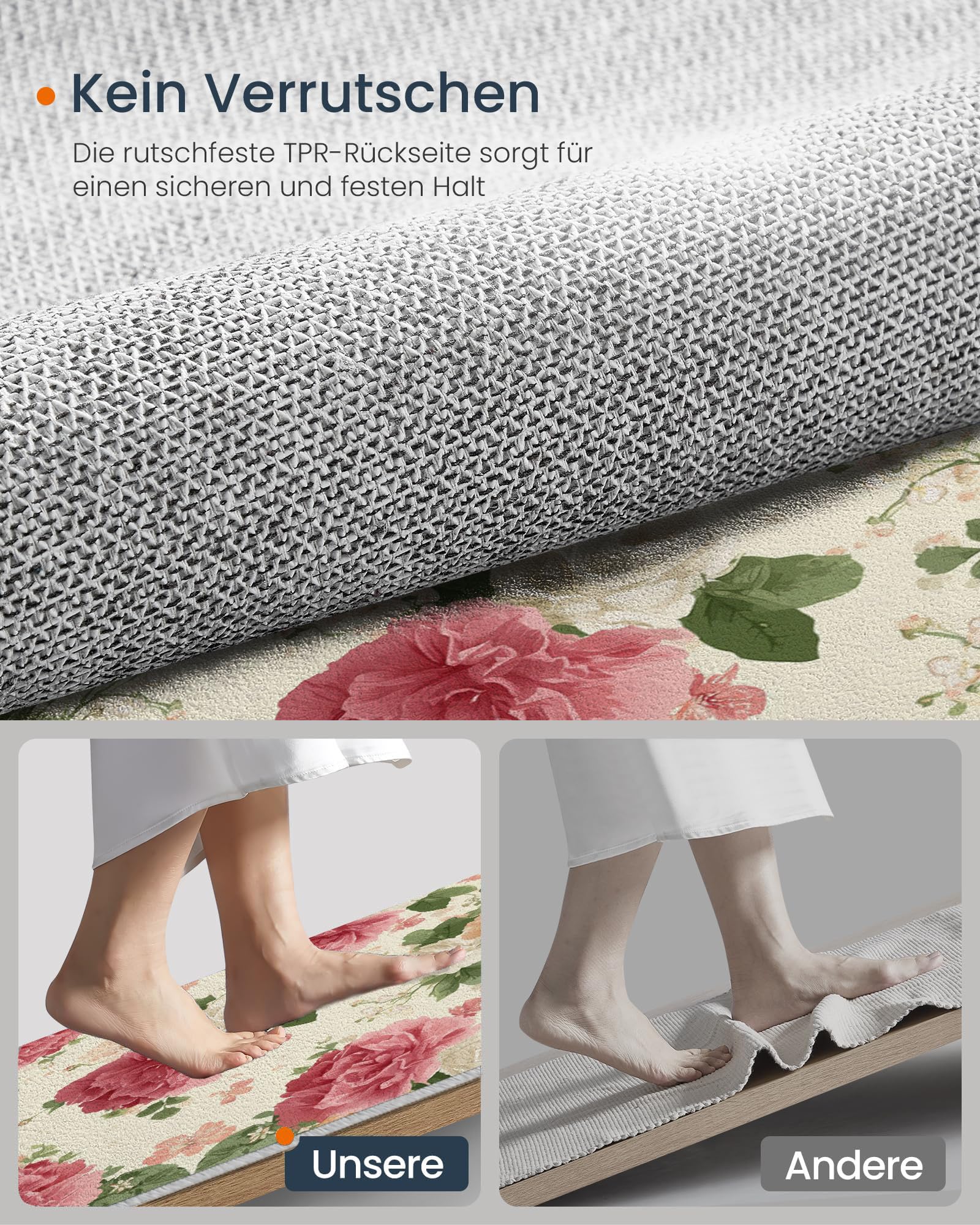 Tapis Rond Imprimé Rose Et Pivoine, Fleurs du Jardintapis Rond De Foyer D'Entrée Lavable Antidérapant pour Salon Chambre Cuisine Balcon Bureau (120Cm, Poudre Blush)