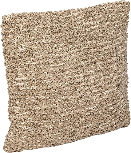 Miniatura 1 de Creative Co-Op, Almohada Bouclé de mezcla de algodón tejido marrón, crema, cuadrado