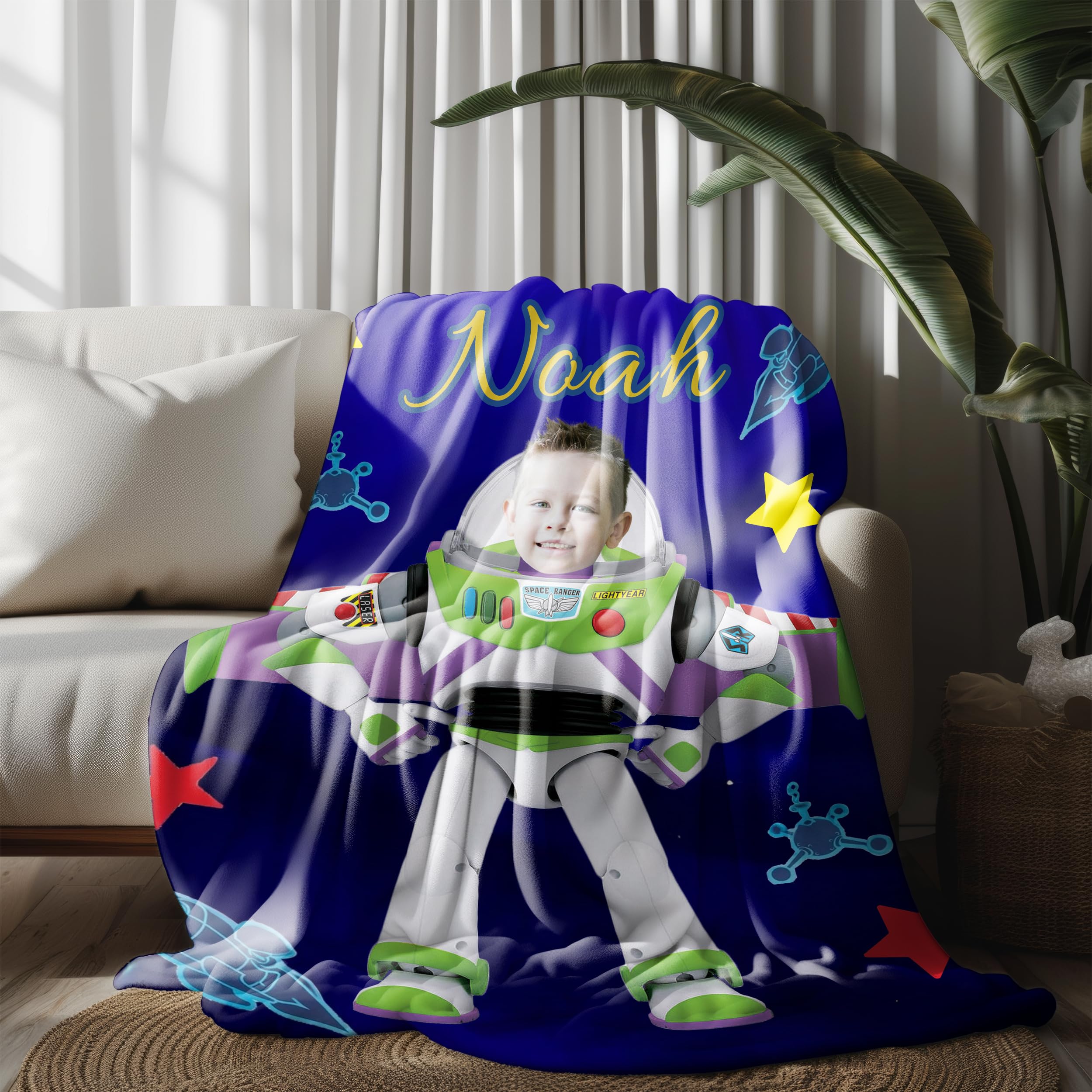 MORRIX Kids Superhero Custom Blanket with Face Personalization for Boys