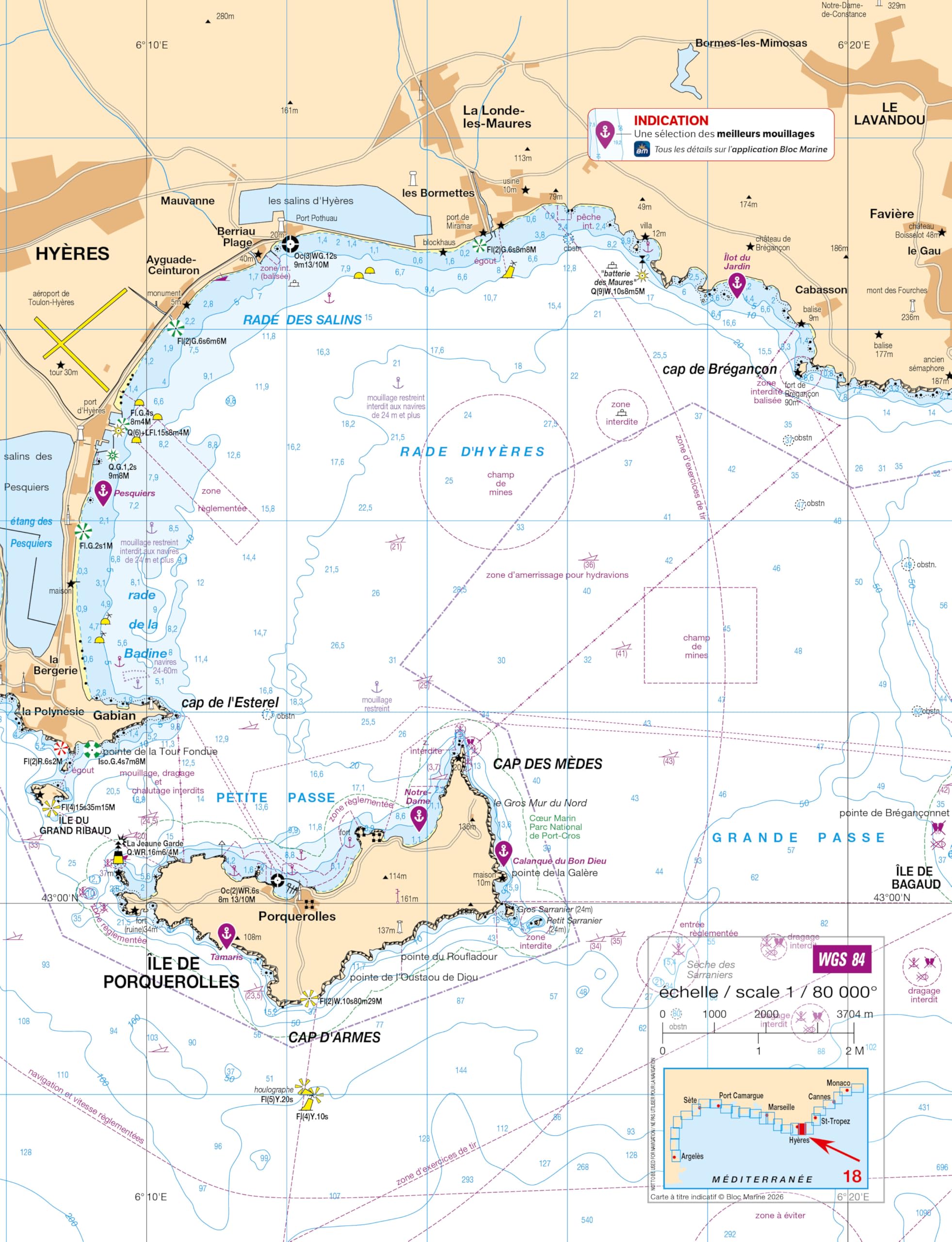 Bloc Marine 2026 - Méditerranée, Guide nautique du plaisancier, cartographie marine et plans de port