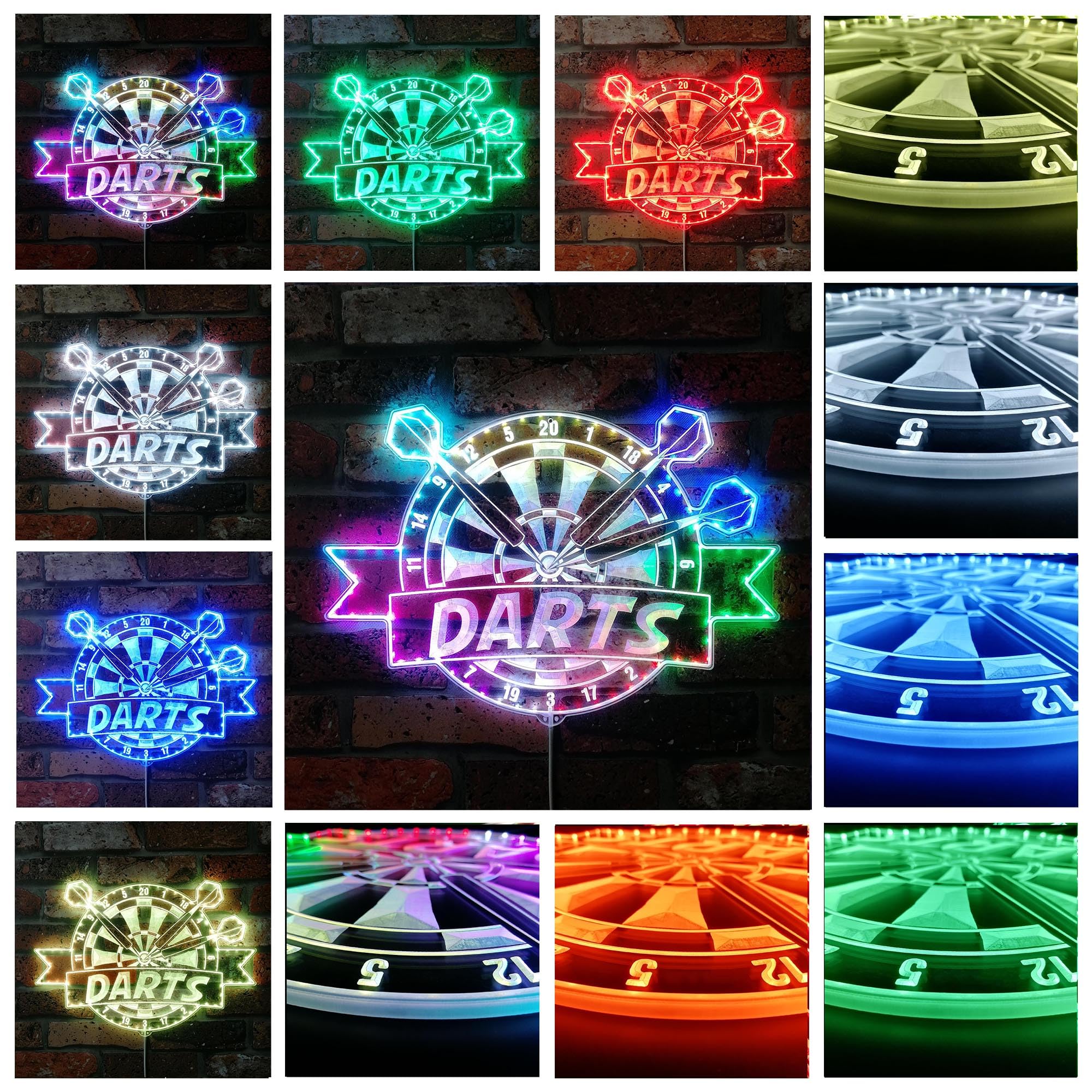 ADVPRO Darts Bar Cafe Pub Game Room RGB Dynamic Glam LED Znak - Wycięty kształt - Inteligentna dekoracja ścienna 3D - Wielokolorowe dynamiczne oznakowanie st06s22-fnd-i0299-c