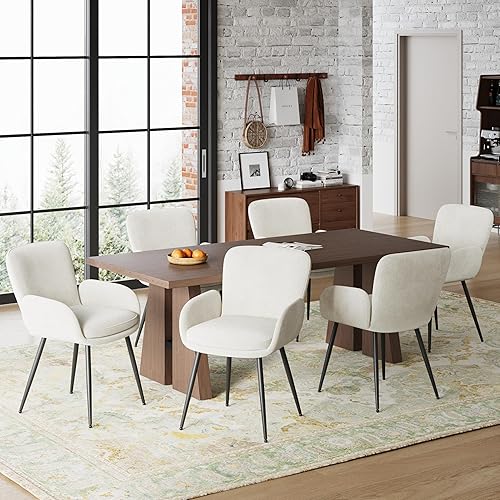 Miniatura 14 de VKNOW Juego de 2 sillas de comedor modernas, sillas de comedor tapizadas con reposabrazos, sillas de cocina con respaldo ergonómico curvado para