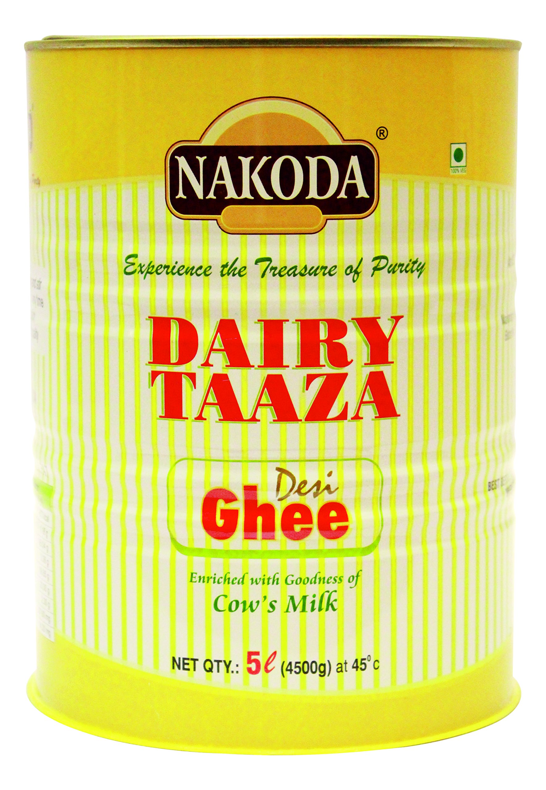 Nakoda Dairy Taaza 100% Pure Cow Ghee - 5 Ltr Jar | Natural & Fresh Desi Ghee | Rich in Aroma & Flavor | Ideal for Cooking, Baking & Ayurvedic Use (B00WJPYO2E) Amazon Price History, Amazon Price Tracker