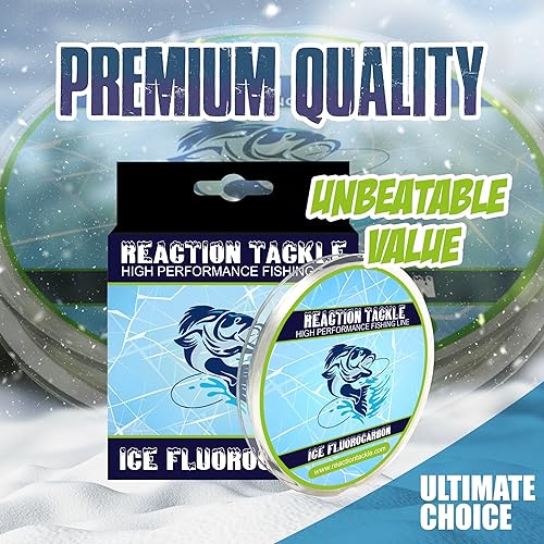Miniatura 6 de Línea de pesca de fluorocarbono para hielo de Reaction Tackle - Alta resistencia, resistente a la abrasión, hundimiento rápido, prácticamente