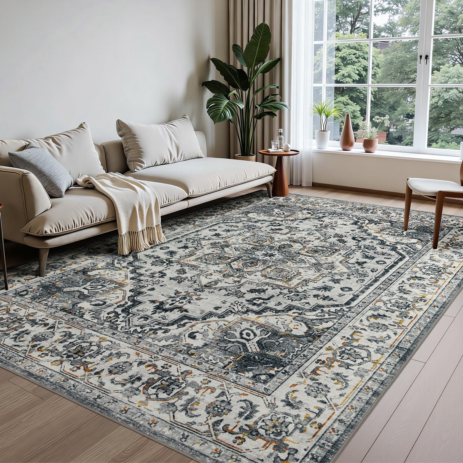 Joydeco Boho Machine Washable Vintage 5x7 Area Rugs for Living Room Bedroom OEKO-TEX STANDARD 100