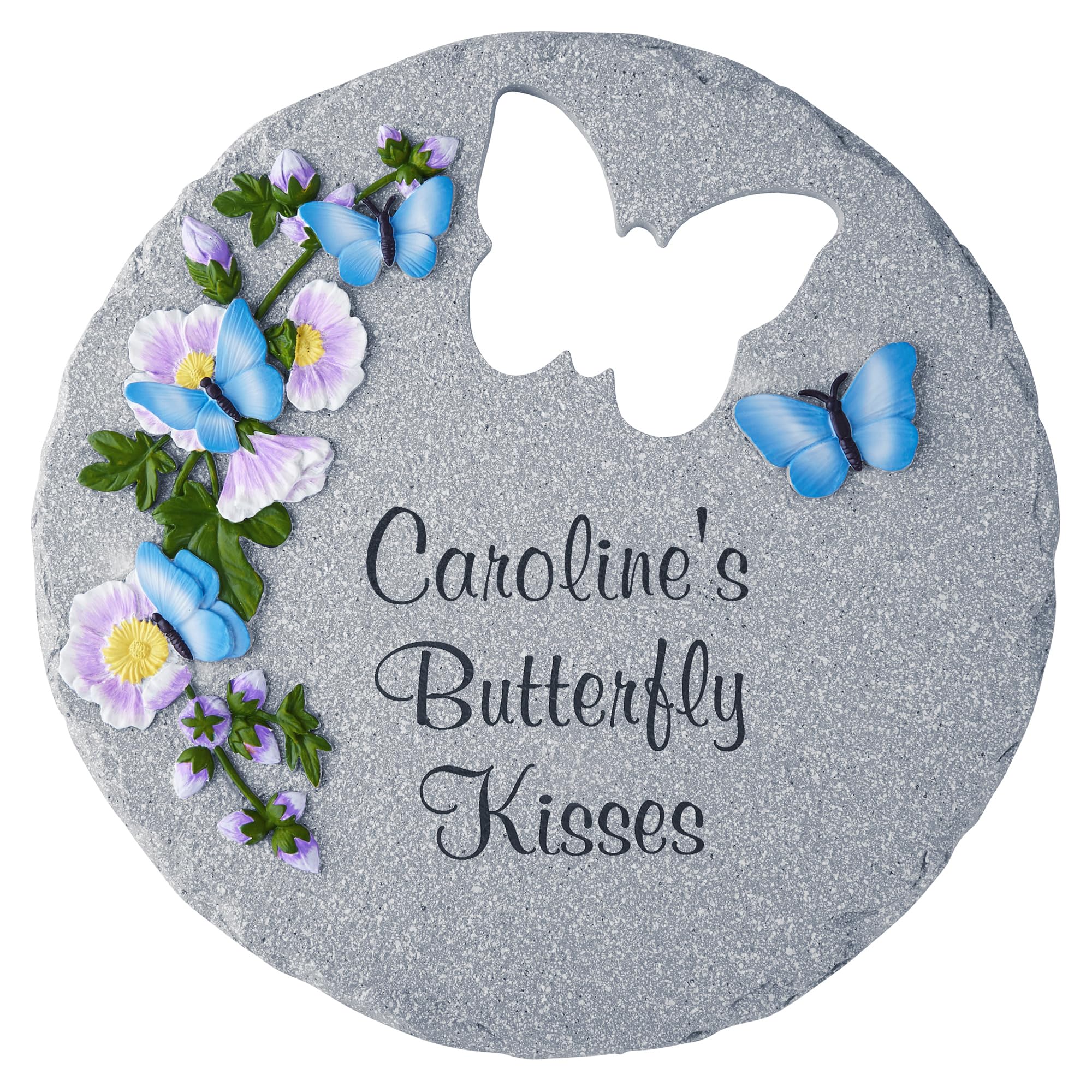 Let's Make MemoriesPersonalized Garden Décor - Custom Garden Stone - Indoor/Outdoor - for Mom or Grandma - for Her - Engraved - Durable Resin - Butterfly Stone