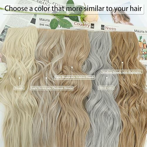 Miniatura 4 de FENTISAR Extensiones de cabello con clip, 4 unidades, extensiones de cabello largo y suave con clip, de 20 pulgadas, fibra sintética de doble trama,