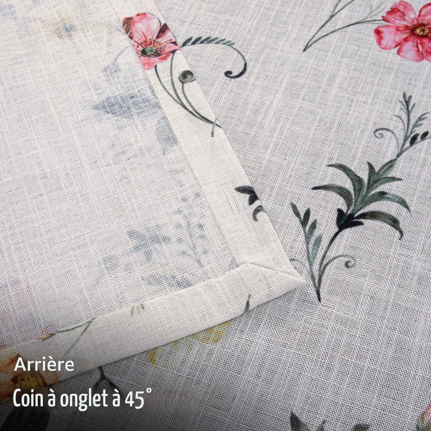 always4u Rideaux à Fleurs Classiques Vintage en Faux Lin, Rideau Semi-Transparent avec des Éléments Naturels, Filtrage de la Lumière, pour Salon et Chambre,Pivoine,140x245cm Lot de 2