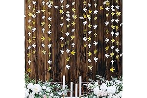 40Ft Gold and White Paper Dove Garland with Olive Leafs