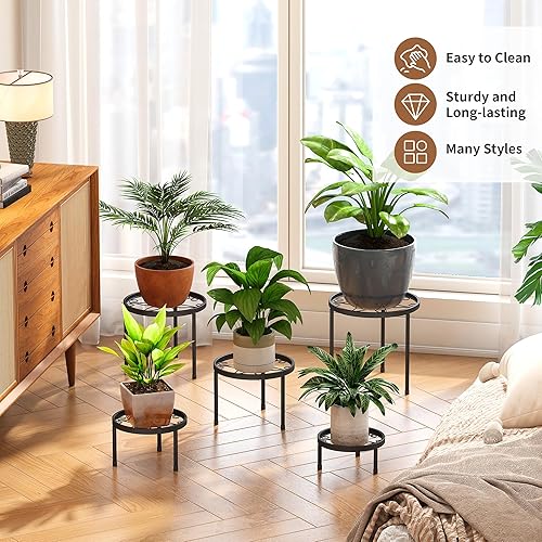 Miniatura 3 de Soporte para plantas para interiores y exteriores, paquete de 5 soportes de metal resistente, múltiples plantas, soporte de hierro antioxidante,