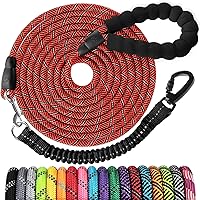 Vista 10 de Correa larga para perro de 10 pies: correas de cuerda resistentes para entrenamiento de perros con gancho giratorio bloqueable, hilos reflectantes