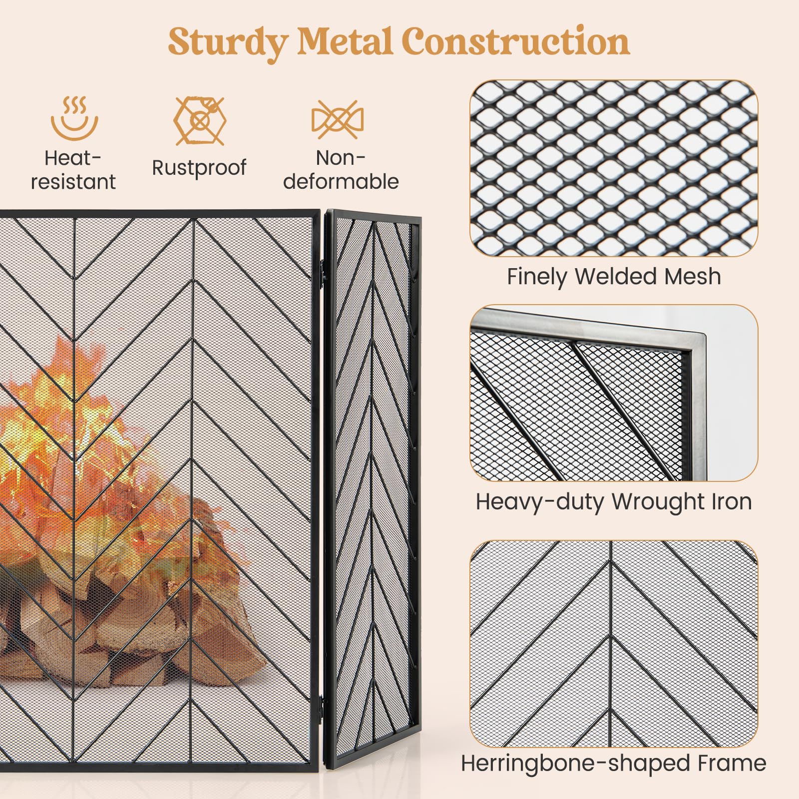 Amagabeli Fireplace Screen With Doors Large Flat Guard Fire Screens Outdoor Meta