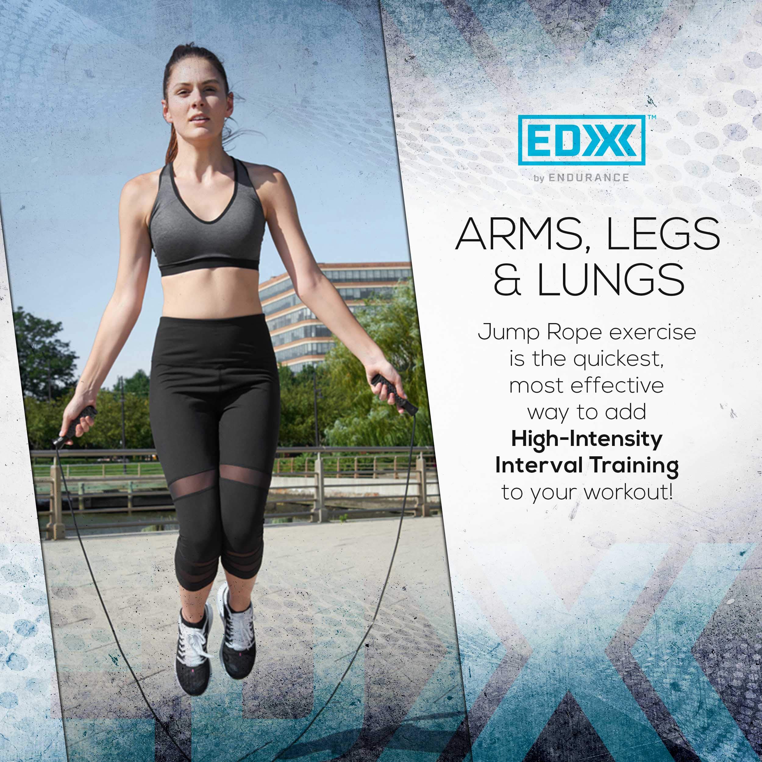 EDX Jump Rope for Fitness, Workout, Exersise - Tange-Free, Hand Grip | 10 ft